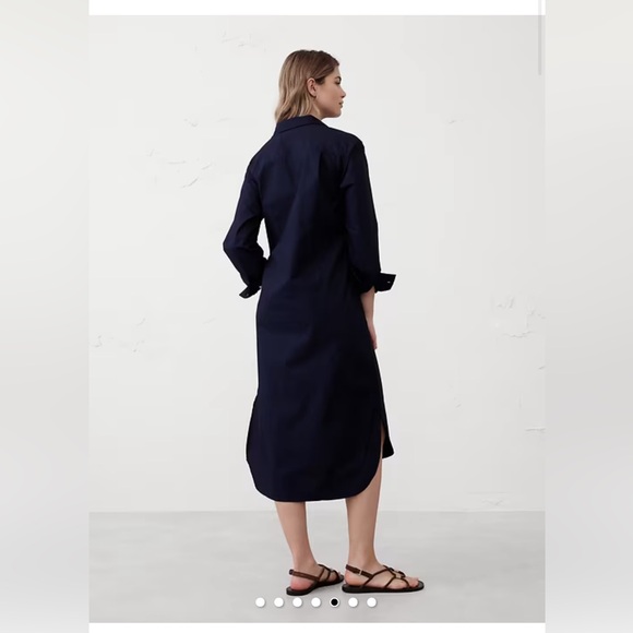 Banana Republic midi Navy Blue Women's Dress  Poplin dress sis S PTP 18  beauty - Picture 1 of 5